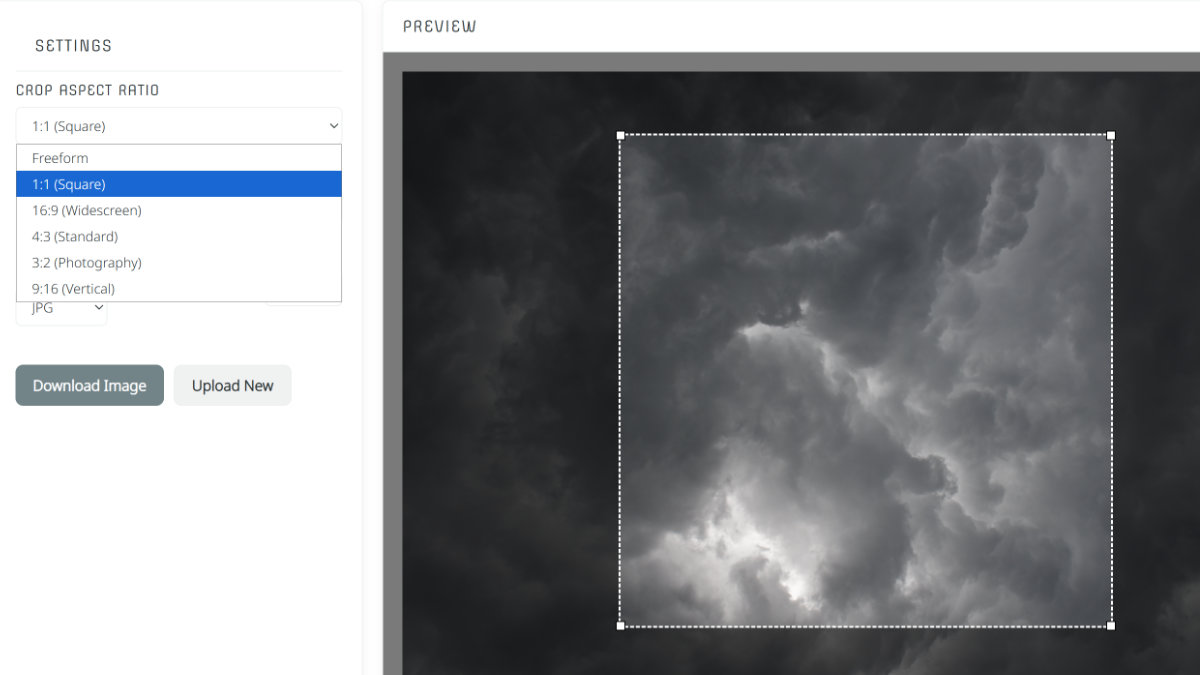 Preview of Image Cropper & Resizer